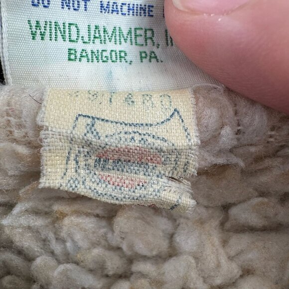 Vintage 80's Windjammer Sherpa‎ Lined Nylon Snap Down jacket Men's XL Black - Picture 10 of 14